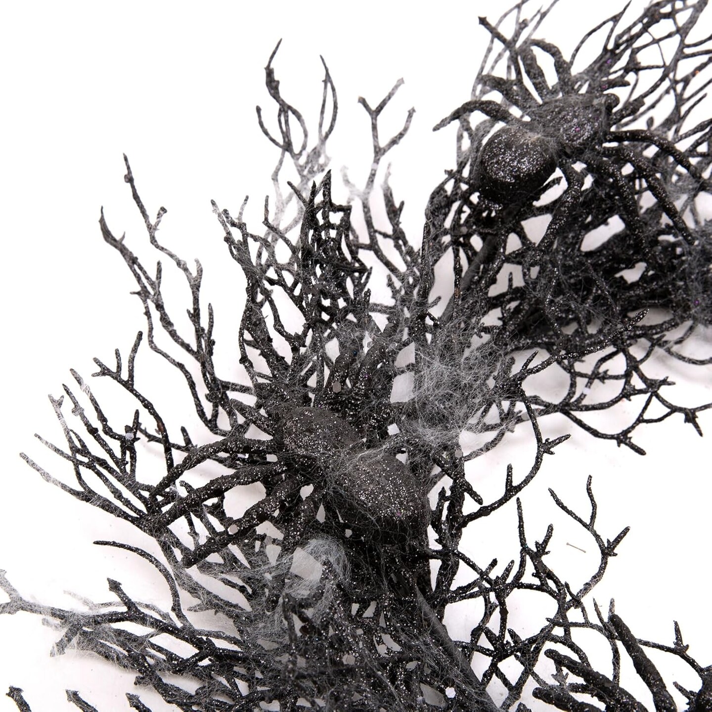 Halloween Wreath Black Wreath with Spiders and Webs Door