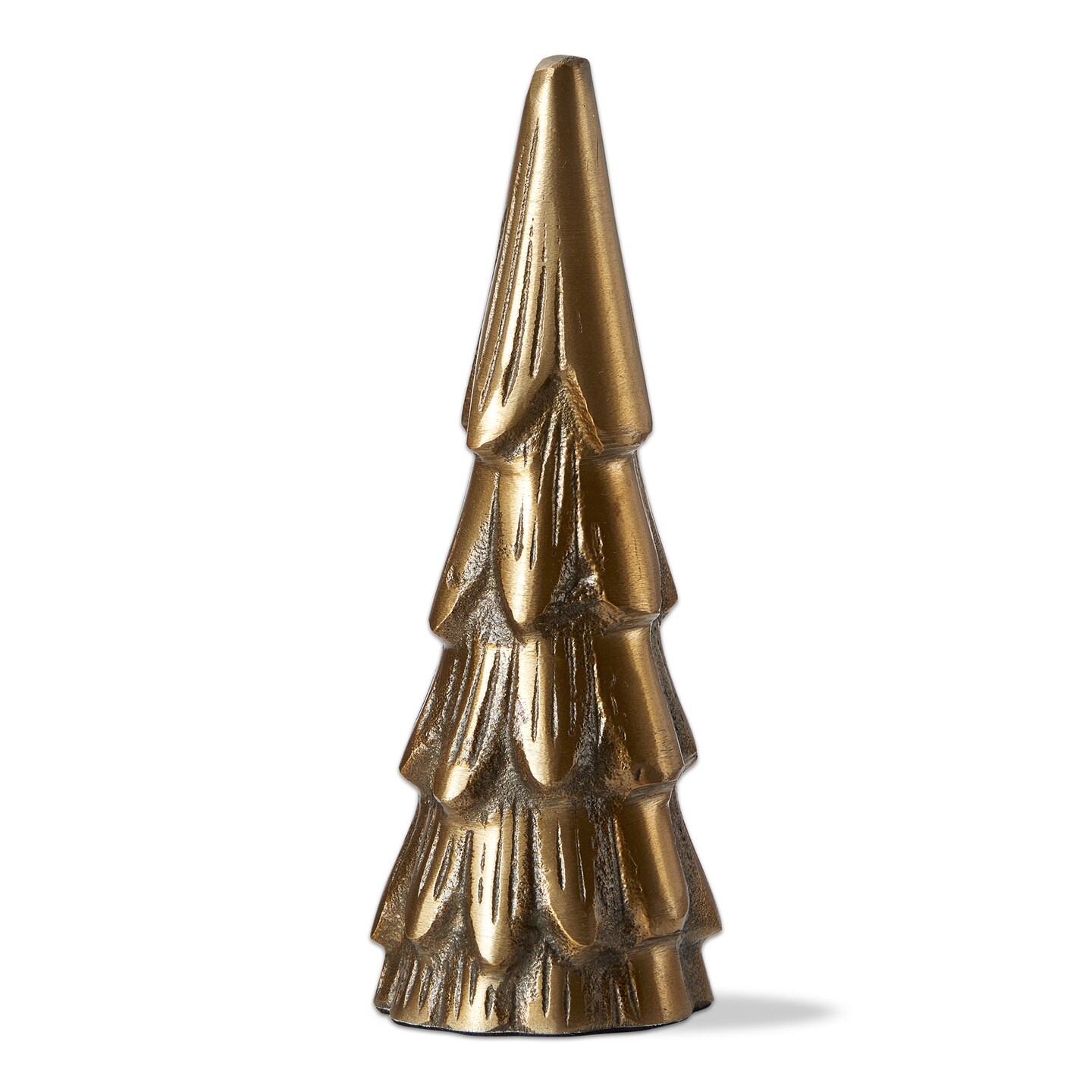 Cast Aluminum Gold Metal Christmas Tree Decor Small for Tabletop or Mantel, 6 inch