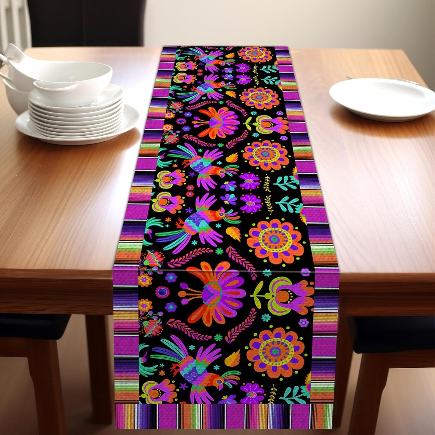 Day of The Dead Table Runner Mexican Linen Table Runner