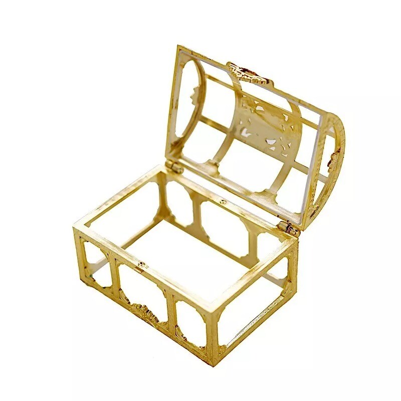 24 Clear Gold 2.5&#x22; tall Mini Treasure Chests Favor Boxes Wedding Party Supplies