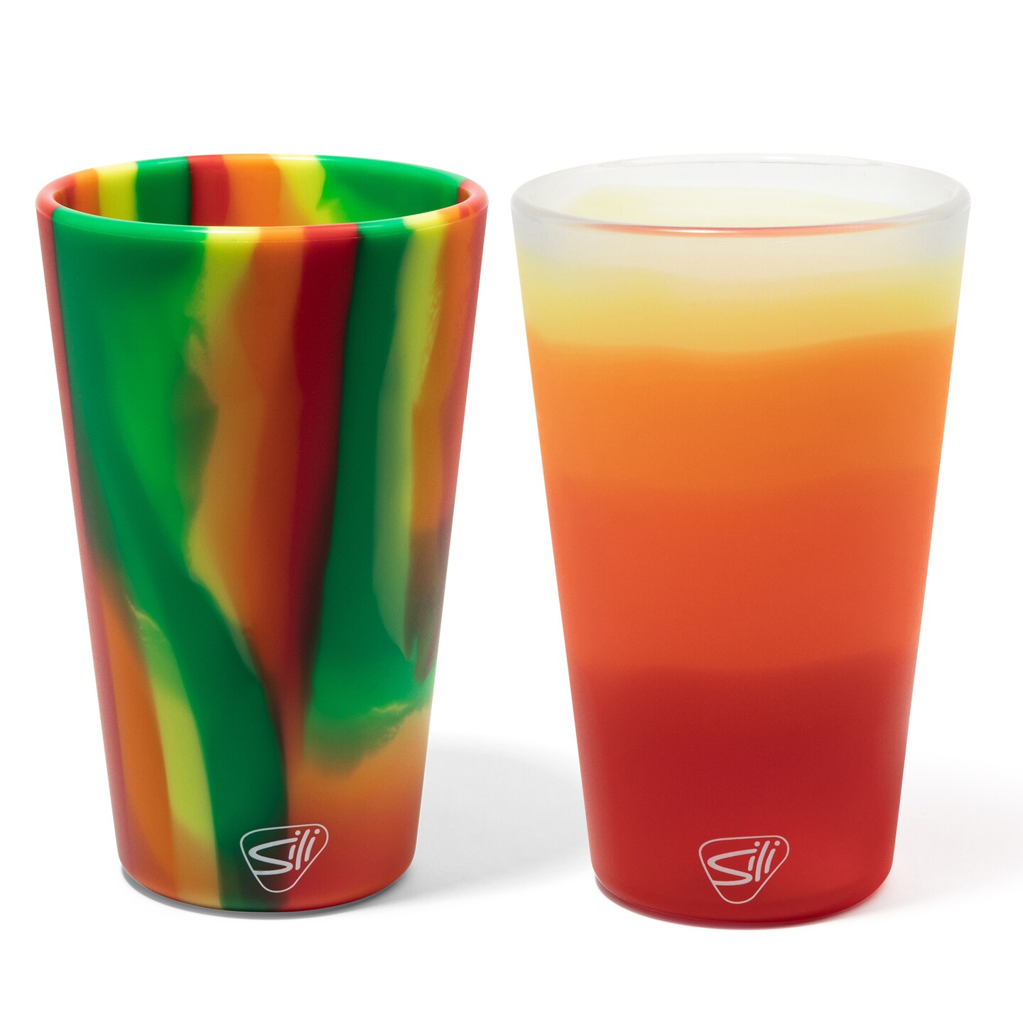 Silipint Pint Glasses 16oz 2 Pack Marigold & Habiscus Silicone