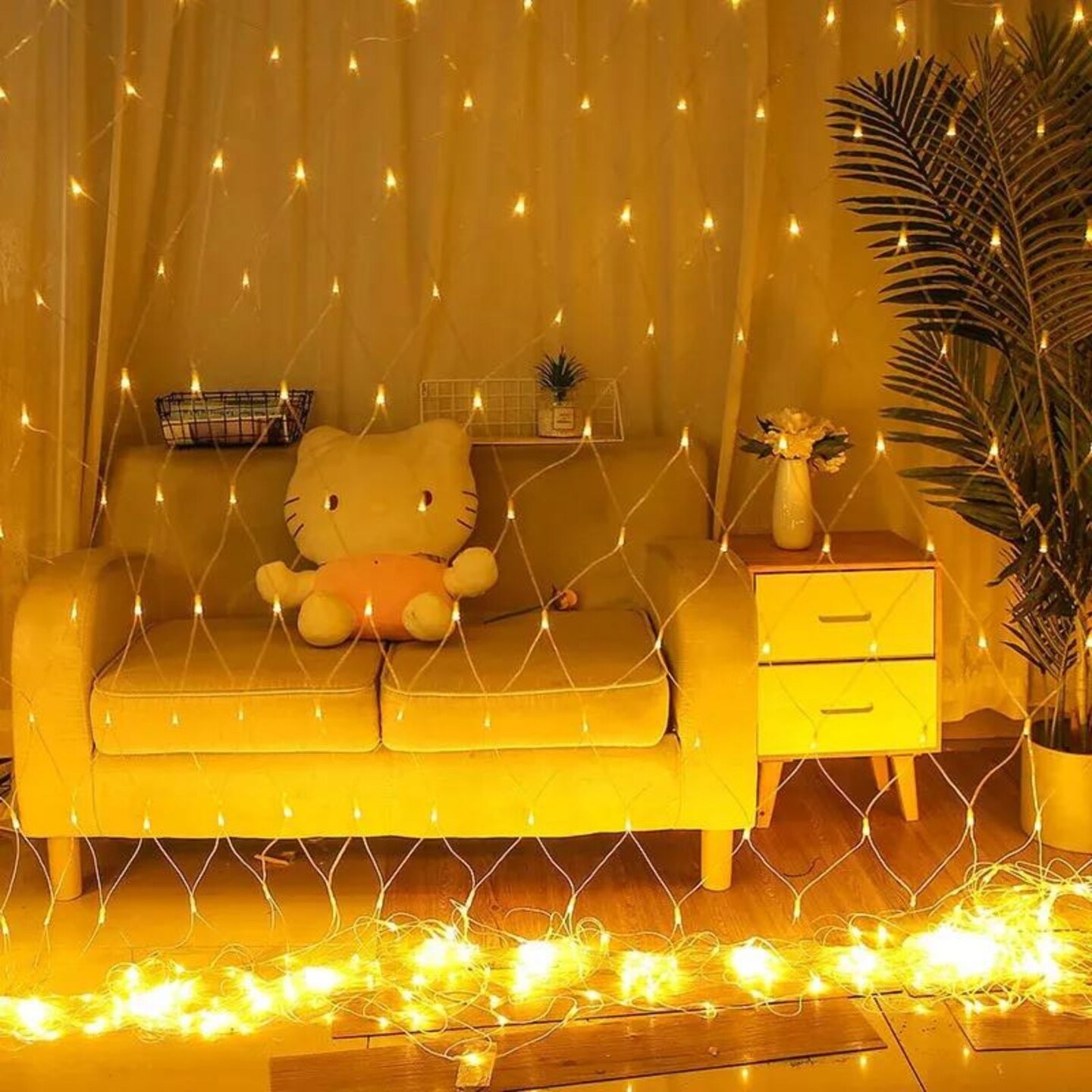 Kitcheniva 200 LED Net Curtain Mesh Fairy String Lights Yellow
