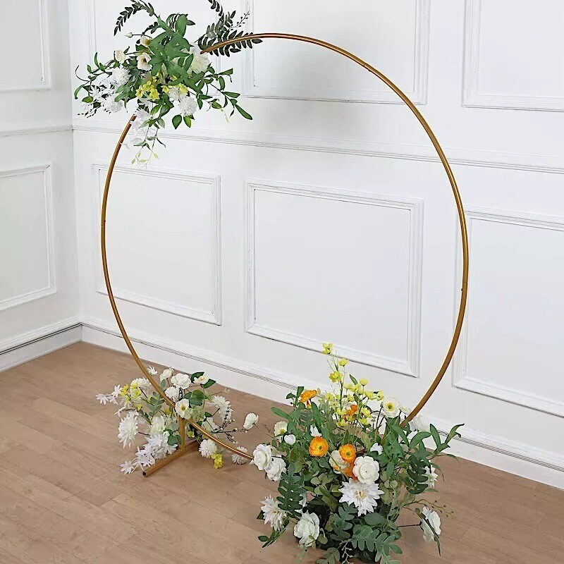 5 ft Gold Balloon Circle Metal Frame Wedding Arch Backdrop Stand Party Supplies