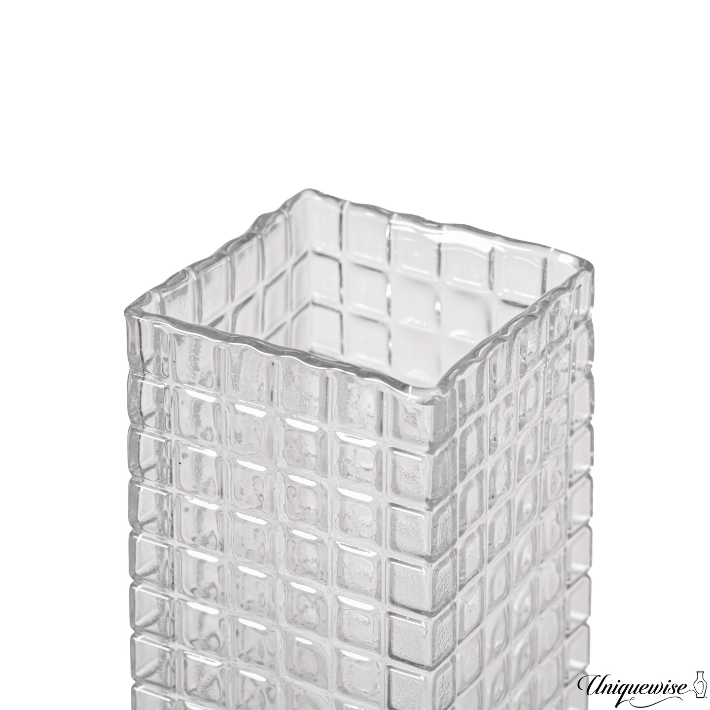 Set of 2 Square Frosted Clear Glass Table Vase - A Timeless Centerpiece for Dining Tables, Living Rooms, Bedrooms, Hotel Reception Areas and Conference Rooms, Ideal for Weddings and Special Occassions