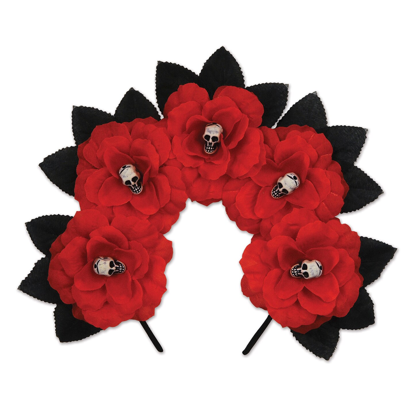 Beistle Day Of The Dead Red Floral Headband - 12 Pack