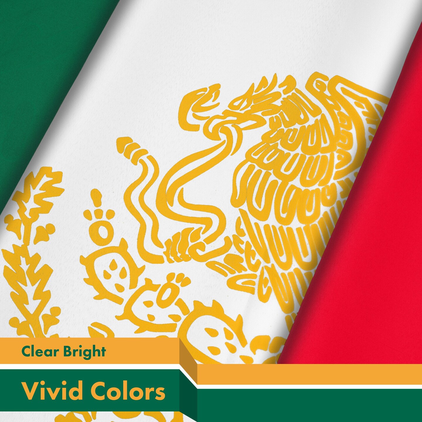 G128 Mexico Mexican Golden Coat of Arms Flag | 3x5 Ft | LiteWeave Pro Series Printed 150D Poly | Country Flag, Indoor/Outdoor, Vibrant Colors, Brass Grommets
