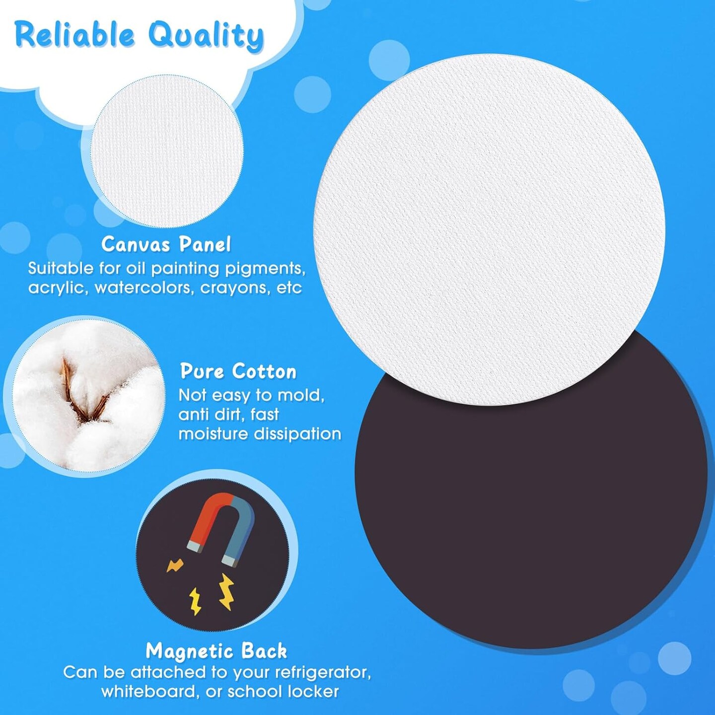 60 Pcs Mini Magnetic Canvas Panel Boards(white)