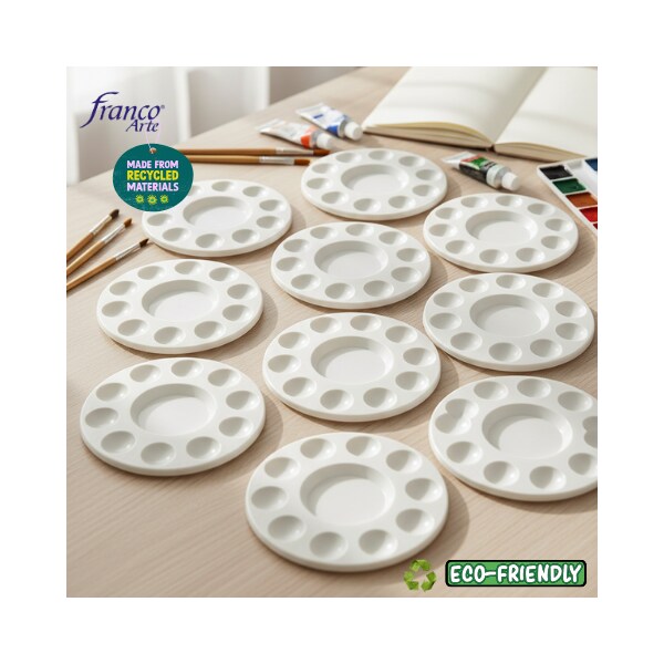 Franco Arte Paint Palette Set of 12, Plastic Mixing Palettes with Wells for Acrylic Paint, Watercolor & DIY Craft Projects