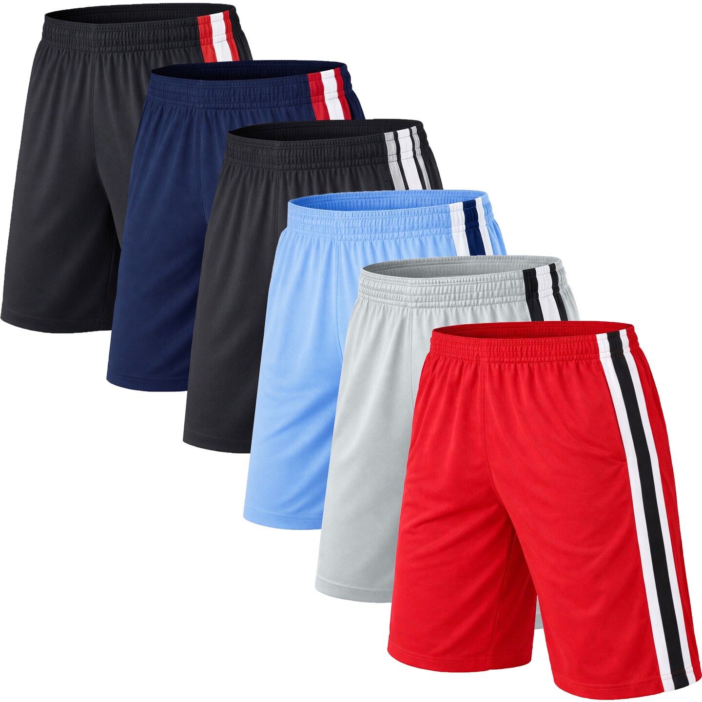 Men's 5-Pack Lightweight Breathable Moisture Wicking Mesh Shorts