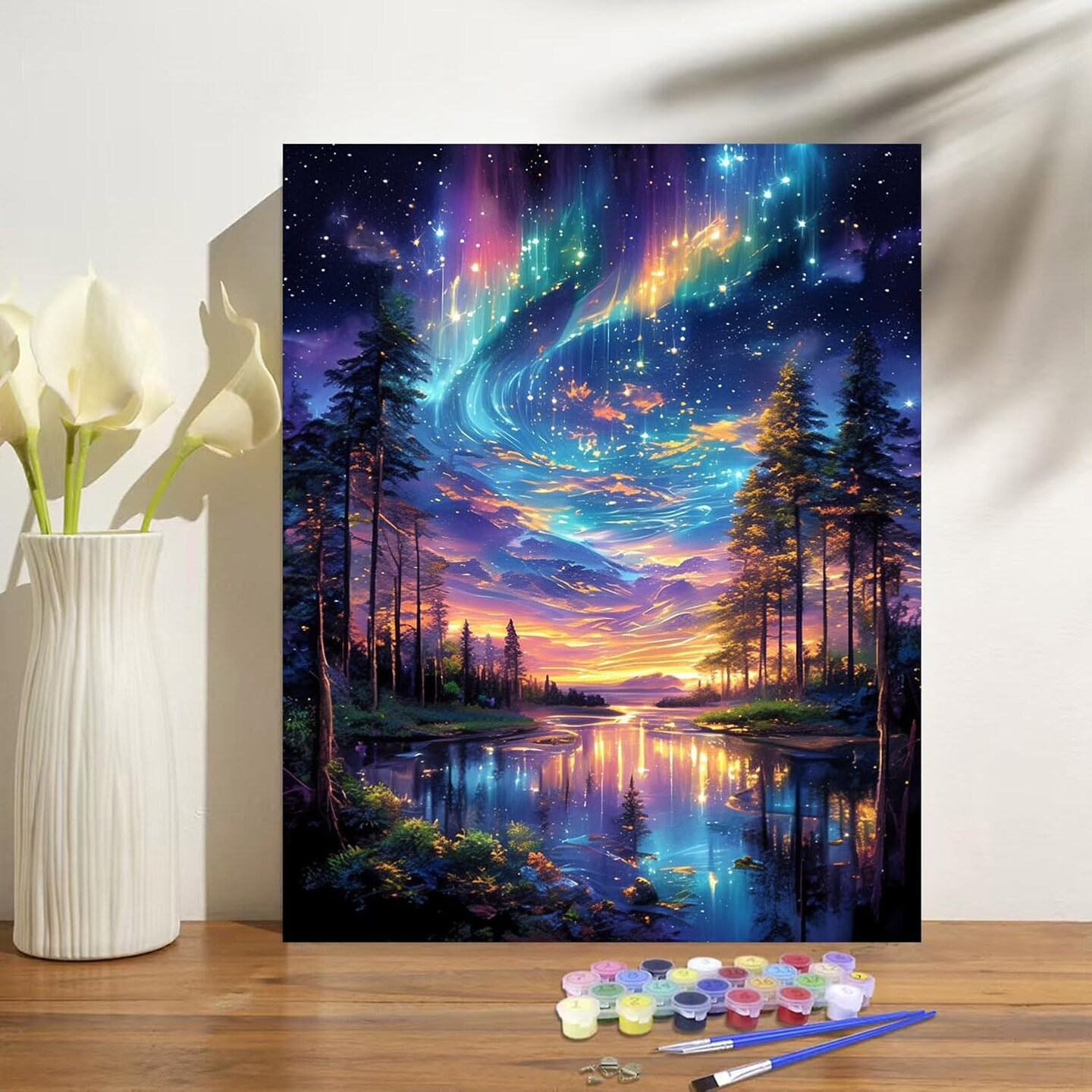 Paint by Numbers Kits for Adults – Starry Night Tree DIY Acrylic Painting Kit on Canvas, Beginner-Friendly Paint by Numbers Art Set for Home Wall Decor or Gifts, 16x20 Inch