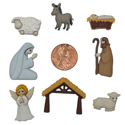 Buttons Galore 50 Piece Nativity Christmas Novelty Buttons Assortment for Sewing and Crafts
