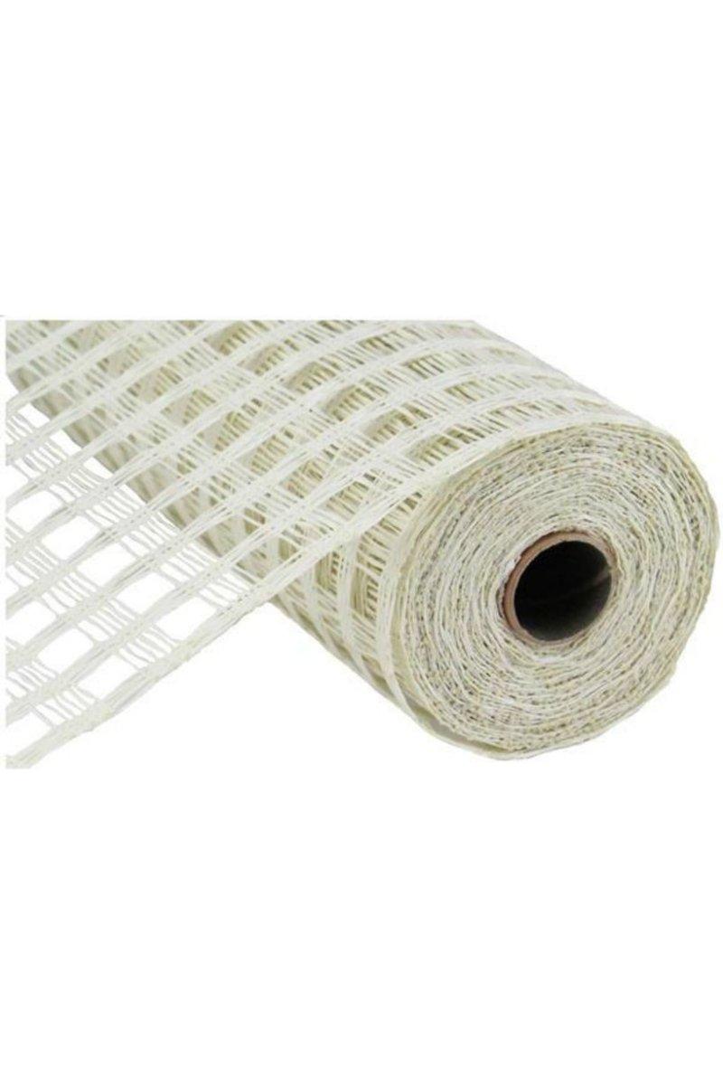 10&#x22; Poly Burlap Check Mesh Ribbon: Cream