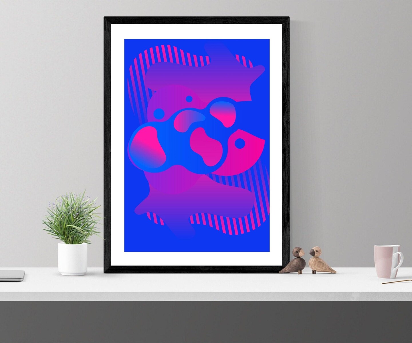 Abstract Artwork Blue Magenta Wall Art Classic Framed Canvas Prints Framed art
