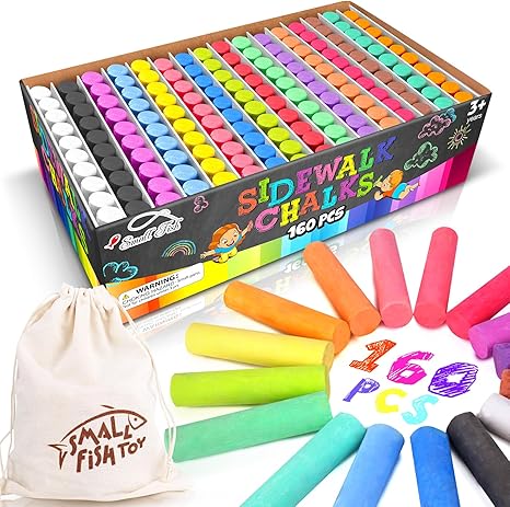 160PCS Sidewalk Chalks Set in 16 Colors: Jumbo Washable Drawing Chalk for Kids Outdoor Art, Non-Toxic Dustless Colored Giant Box Chalkboard Chalk for Toddler Painting on Blackboard, Playground, Party
