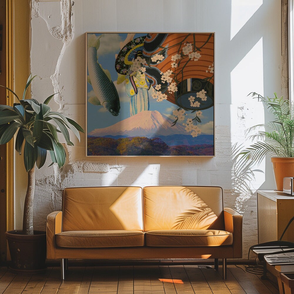 Koi Square Canvas Art | Modern Home Wall Decor 24x24 Canvas - Corporate Office Art