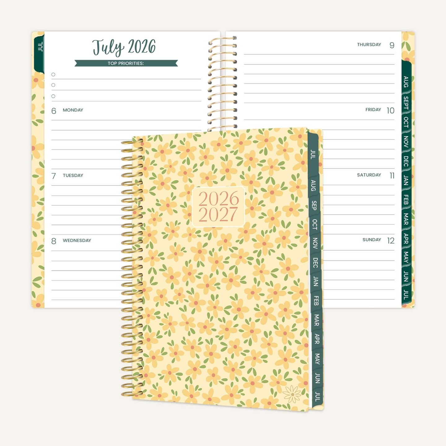 bloom daily planners 2026–2027 Academic Pocket Planner, 13 Month Monthly & Weekly, 4" x 6", Butter Yellow Daisies