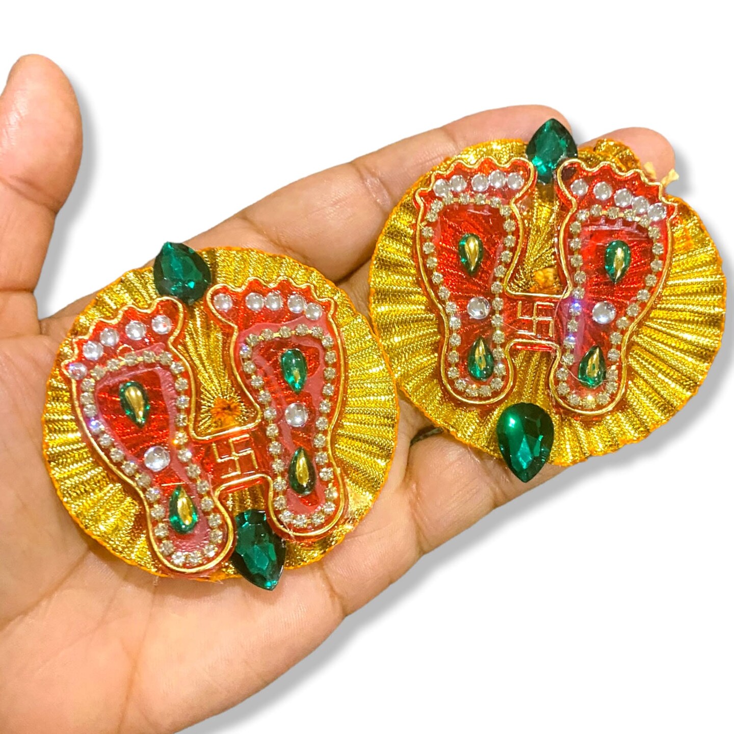 Acrylic Lakshmi Charan Paduka Feet 2 Pairs Laxmi Padhuka Good Luck Footsteps Shubh Labh Rangoli Sticker for Door Entrance Home Temple Diwali Decoration Indian Traditional Vara Lakshmi Pagla