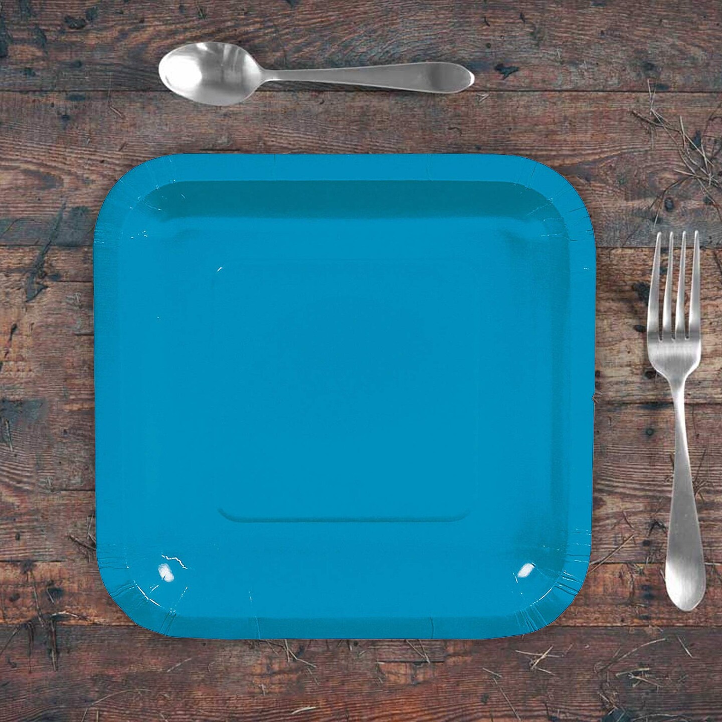 24 Count Turquoise Square Paper Dessert Plates for Wedding Parties Baby Showers 7 Inch