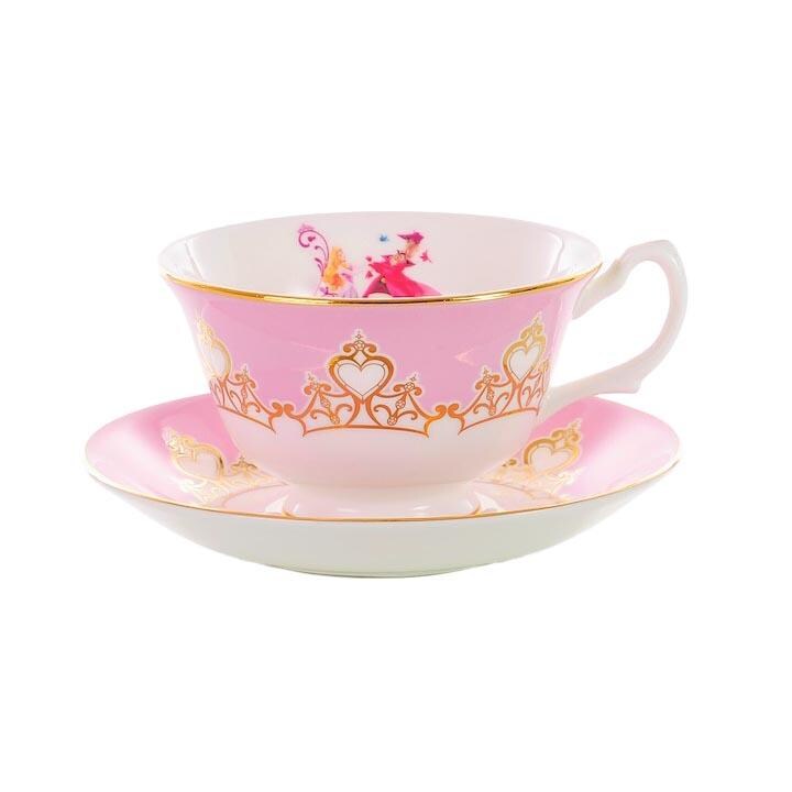Disney English Ladies: Tiara Gold Aurora Decorative Cup & Saucer