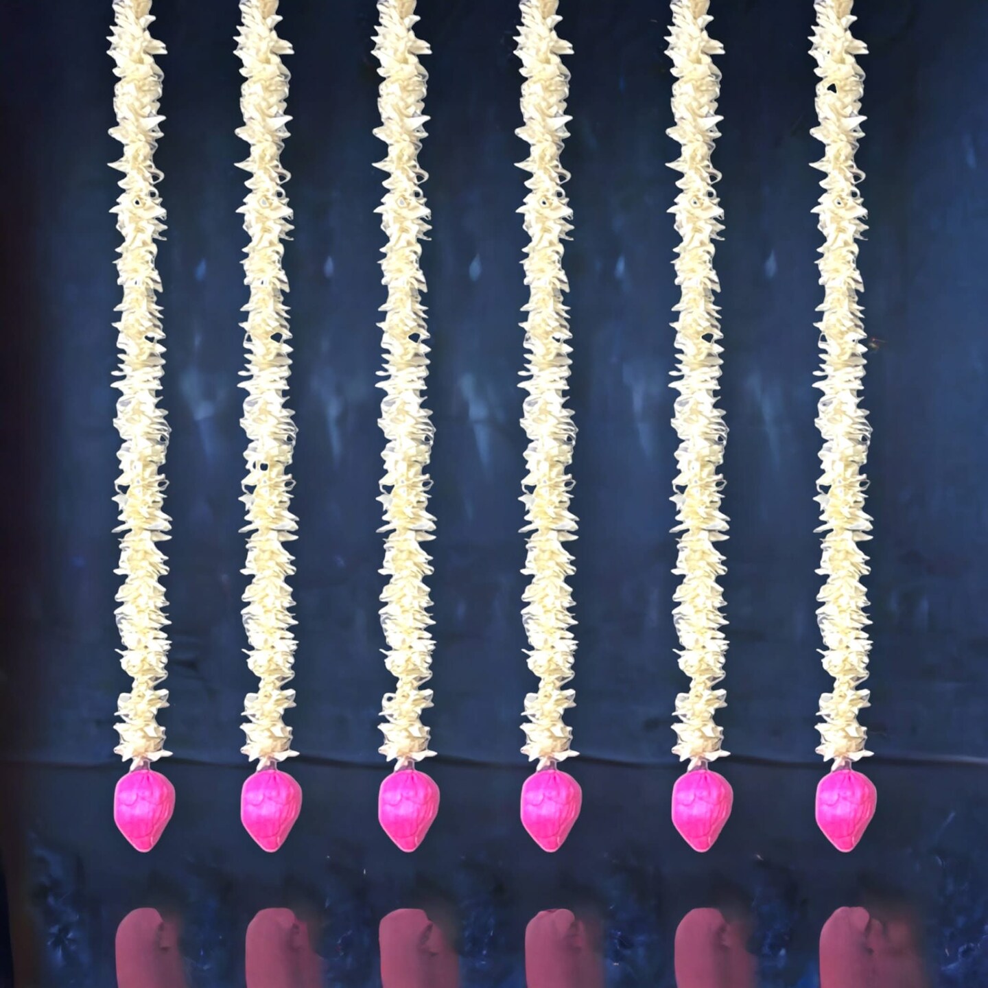 Lotus Buds Jasmines Gajra Artificial Floral Decor Indian Wedding Decor Garland for Decoration Strings with Jasmine Diwali Pooja Backdrop Day of the Dead