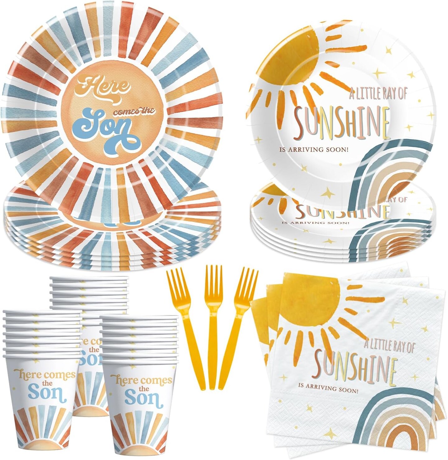 Serve 24-Here Comes The Son Baby Shower Plates And Napkins Party Decorations