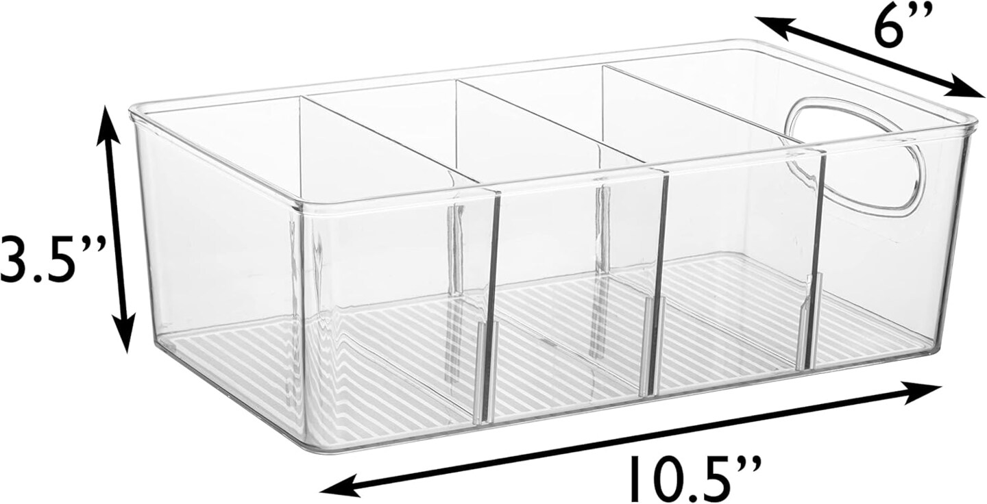 2 Pack Pantry Organizers and Storage (Clear) 10.5"L x 6"W x 3.5"H
