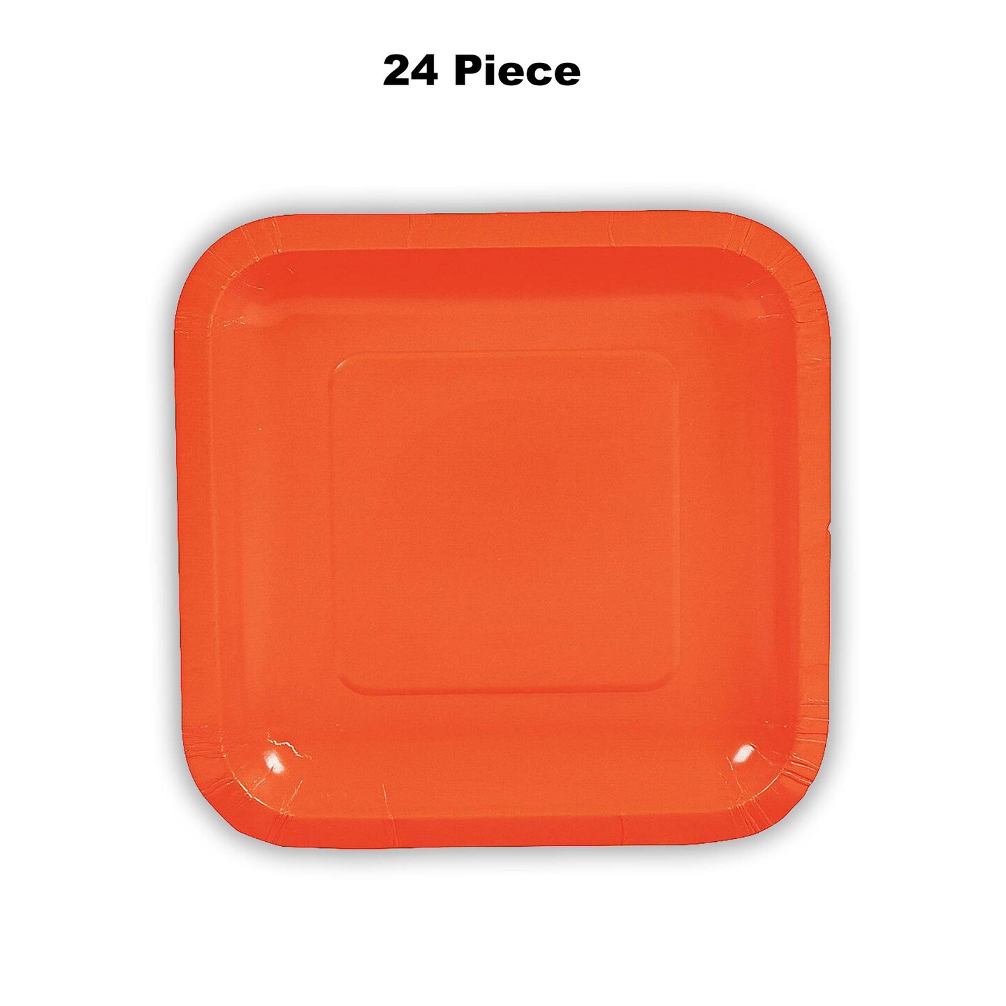 24 Count Orange Square Paper Dessert Plates for Wedding Birthday Baby Shower Party Use 7"