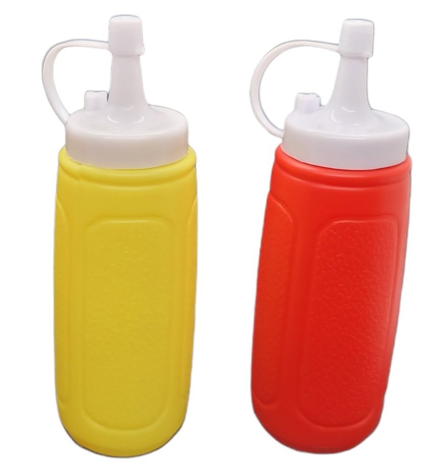 Handy Housewares 2 pc Squeezable Picnic Condiment 8 oz. Squeeze Dispenser Storage Bottles - Great for Ketchup Mustard or BBQ Sauce!