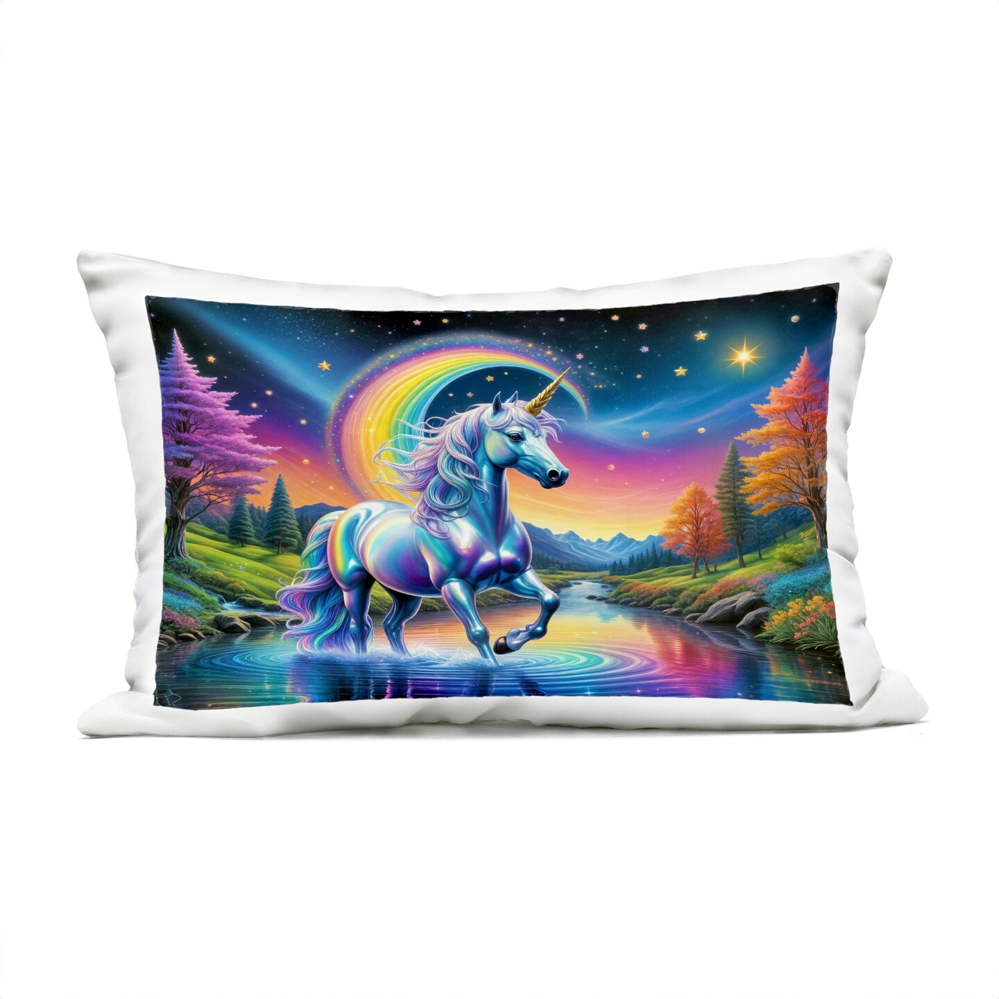 Stupell Industries Rainbow Prism Unicorn Outdoor Printed Pillow, design by Tabz Jones, 14 x 7 x 20