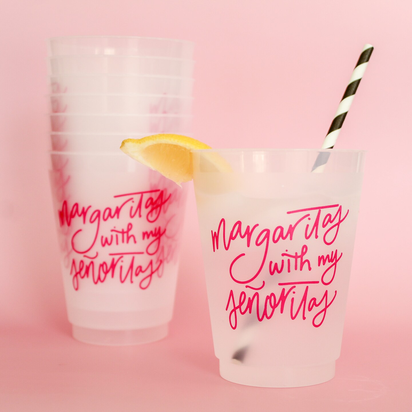 Margaritas with my Senoritas Party Cup, Set of Eight 16 Ounce Plastic Cups