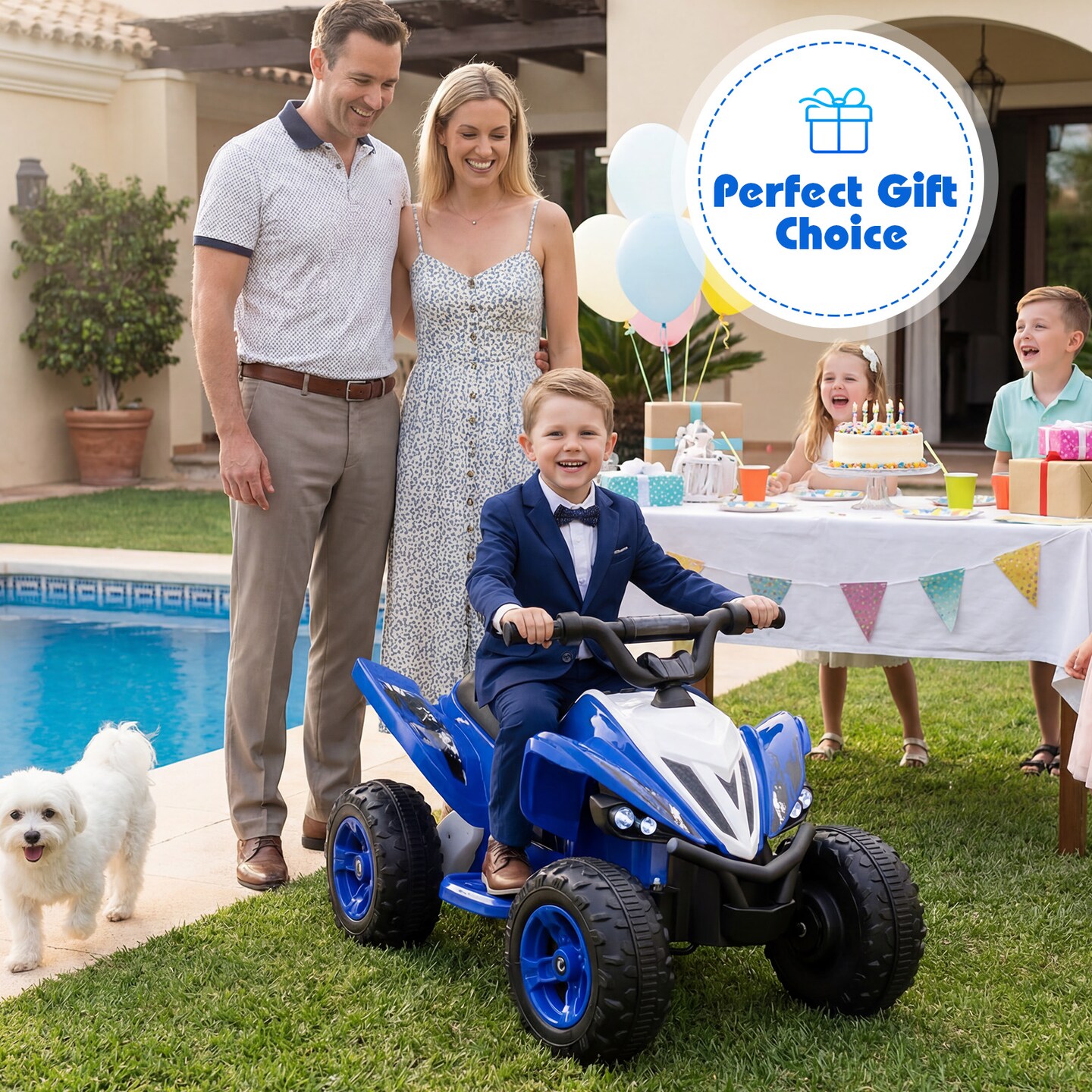 Kids 12V Ride-On ATV Quad 4-Wheeler with LED Lights, 7 mph Max Speed