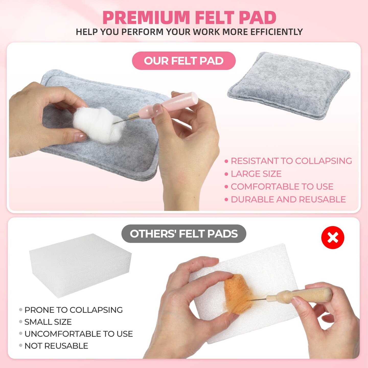 Needle Felting Kit, 6 PCS Animal Needle Felting Beginner Kits, Wool Felt Needle Felting Tools Foam Pad, Craft Party Supplies for Beginners Adult(6pack Axolotl)