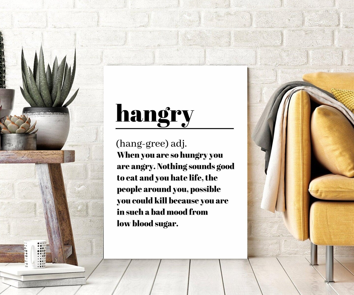 Artwork Hangry Typography kitchen wall art decor framed