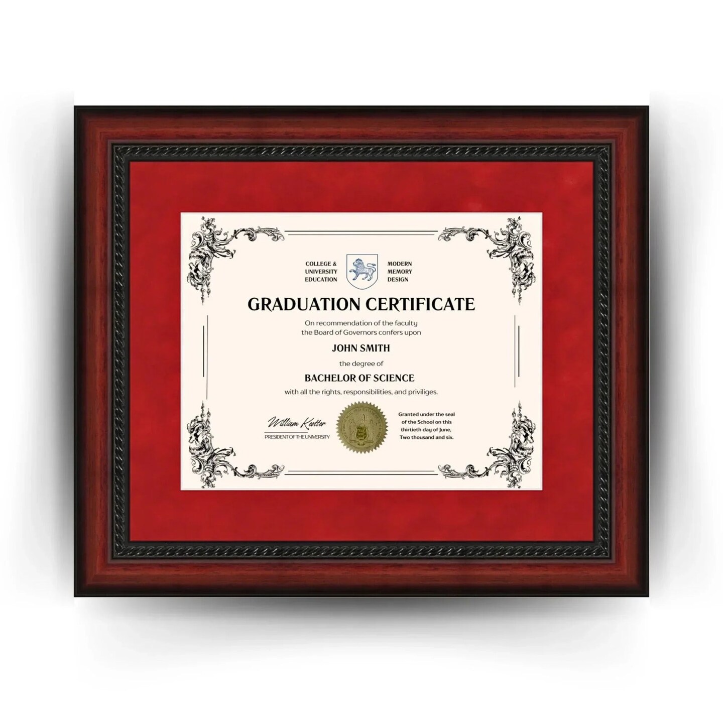 Harvard University 11x14 Diploma Frame for 8.5x11 Certificate Mahogany