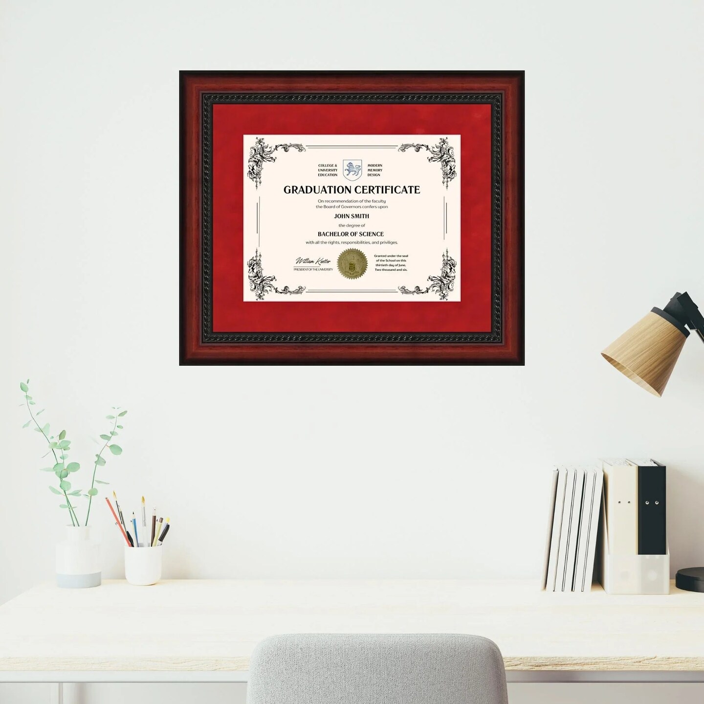 Boston University 11x14 Diploma Frame for 8.5x11 Certificate Mahogany