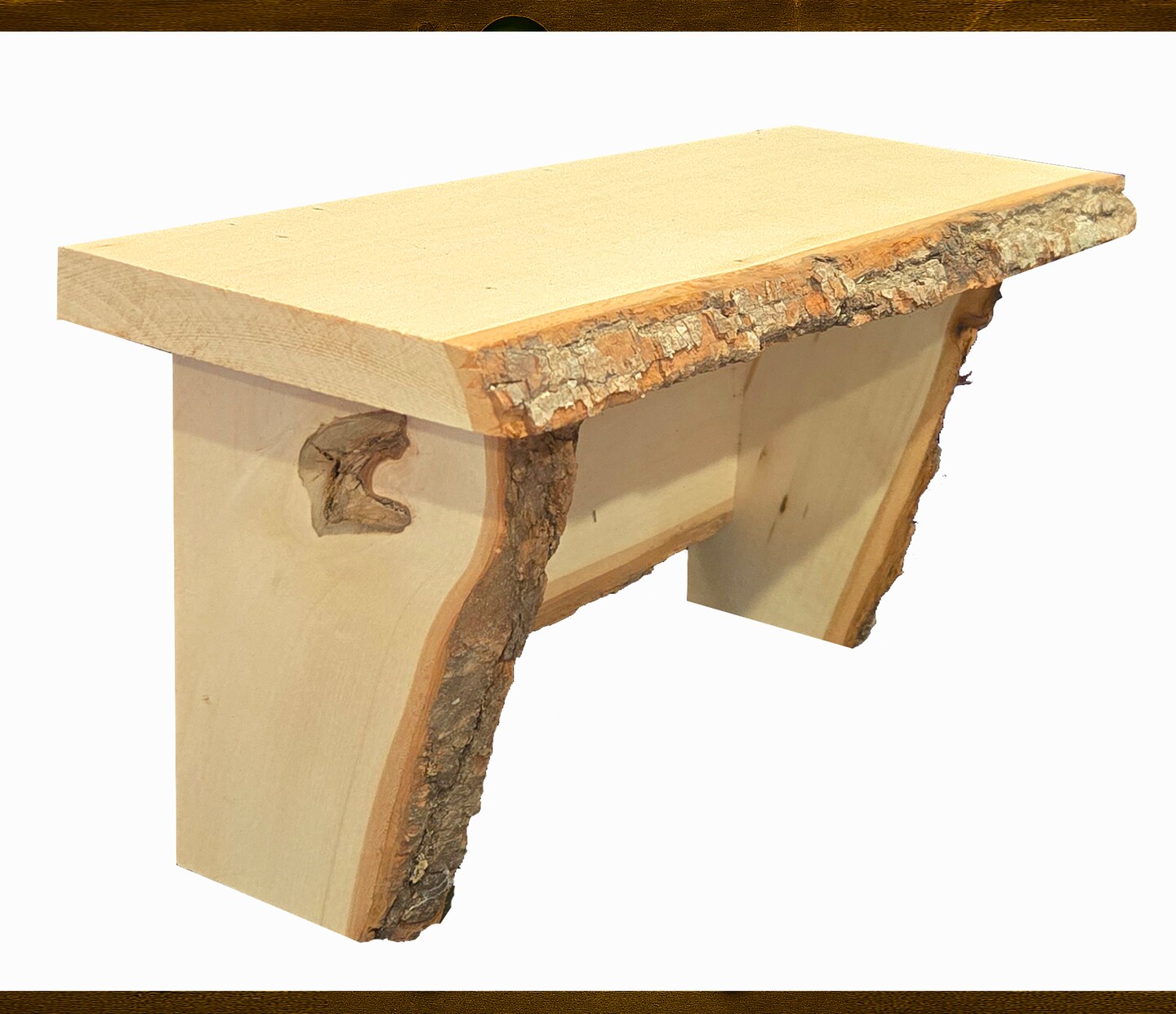 Rustic Basswood Bark Live Edge Shelf, 12in. For Homes & Cabins