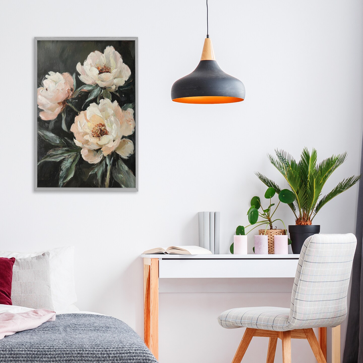 Stupell Industries Peach Roses Floral Painting Framed Giclee, design by Petal Prints Design