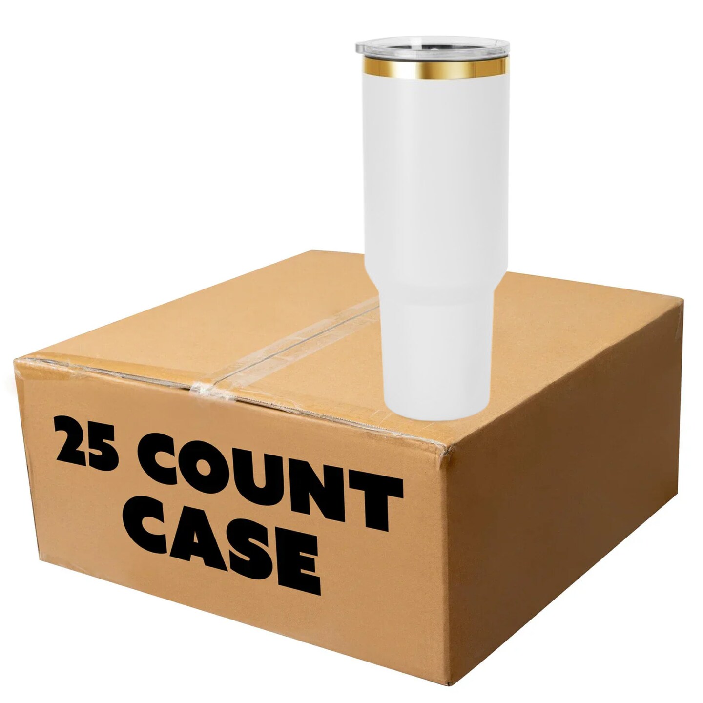 MakerFlo 40 oz Gold Electroplated Powder Coated Tumbler with Twist On Clear Slide Lid and Handle Sold Separately, Ideal for Craft and Personalization (Laser Engraving, UV DTF, Epoxy, and Vinyl)