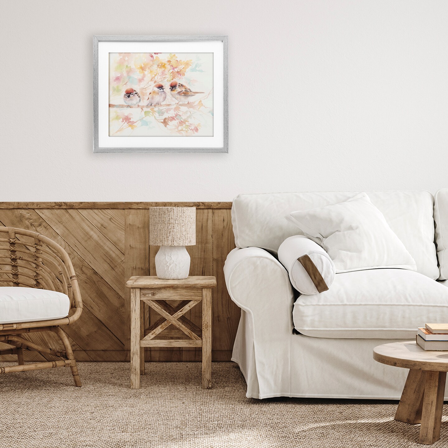 Stupell Industries Trio of Birds on Watercolor Branch Framed Print Under Glass, design by Cady Driver