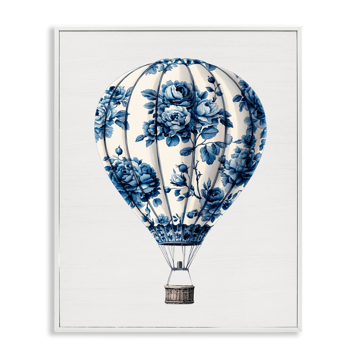 Stupell Industries Vintage Toile Hot Air Balloon Framed Giclee, design by Lettered and Lined