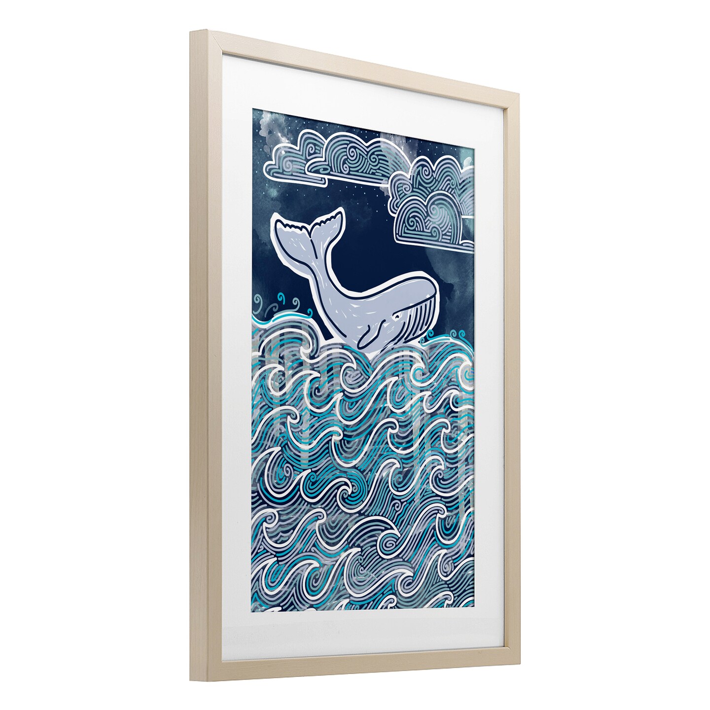 Stupell Industries Stormy Ocean Waves Whale Framed Print Under Glass, design by Connie Summers