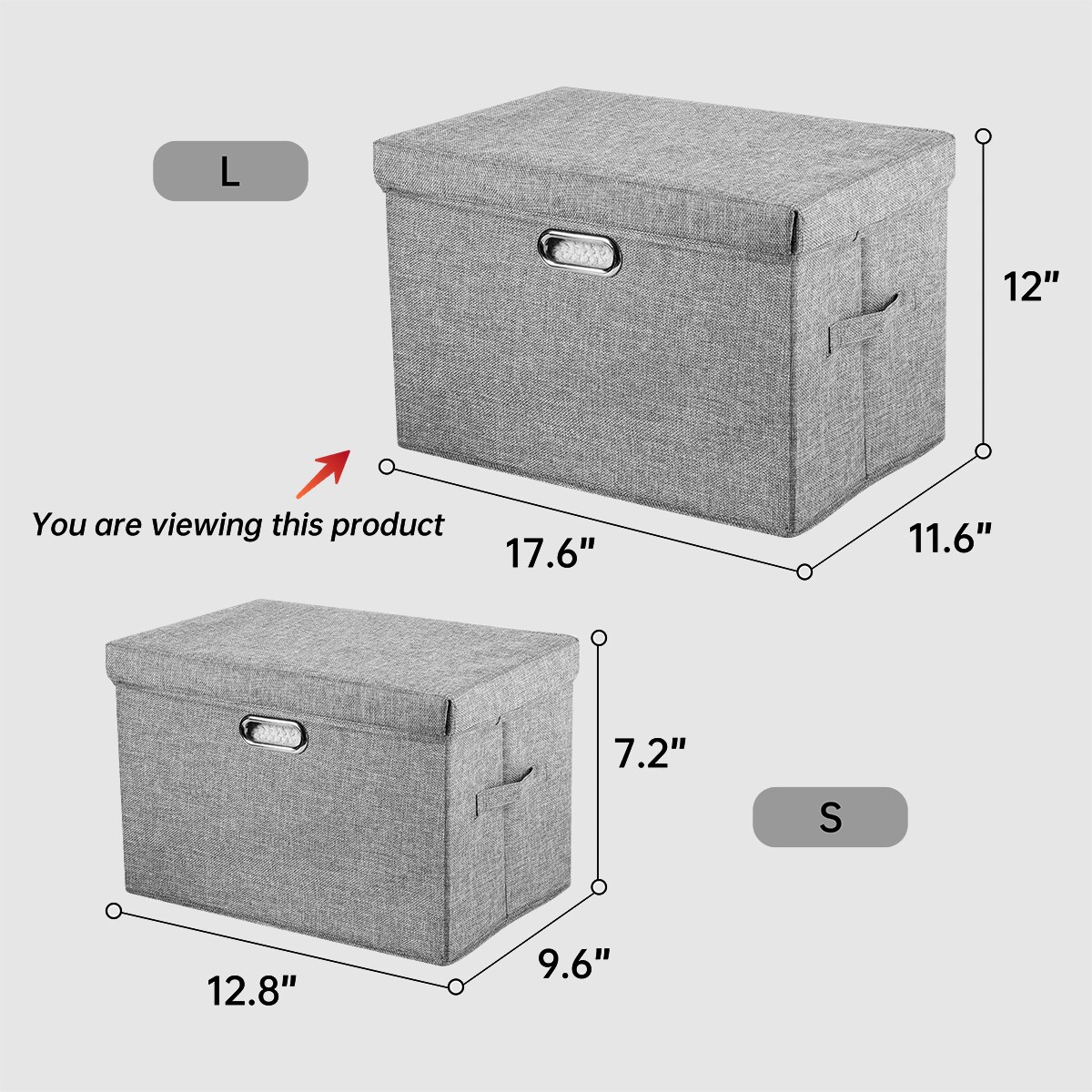 VUSIGN 12″ × 16.8″ Wardrobe Flip‑Top Storage Box Large Dark Gray – Large Dark Gray Flip-Top Fabric Organizer Bin for Closet & Shelf, 12″ × 16.8″ (2-Pack)