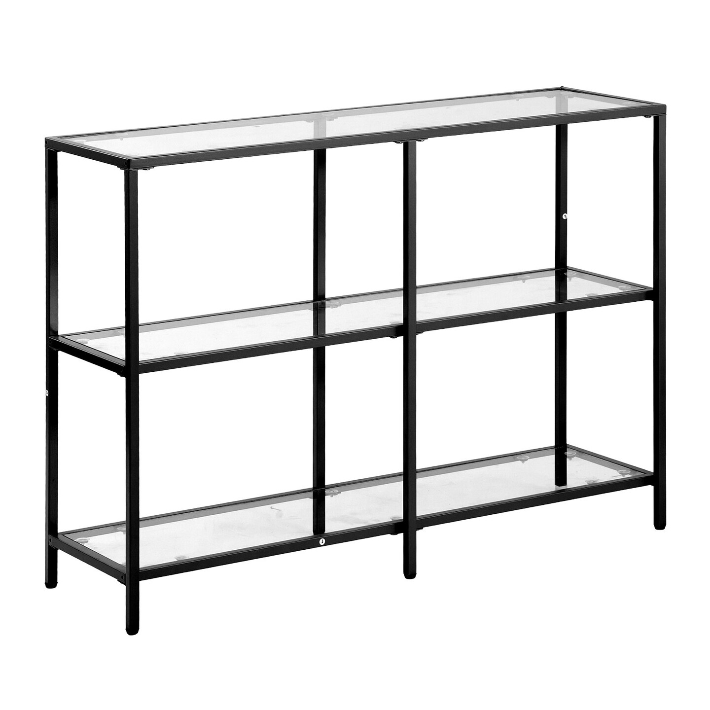 3-Tier Glass Console Table Modern Sofa Side Table with Iron Legs for Living Room Hallway