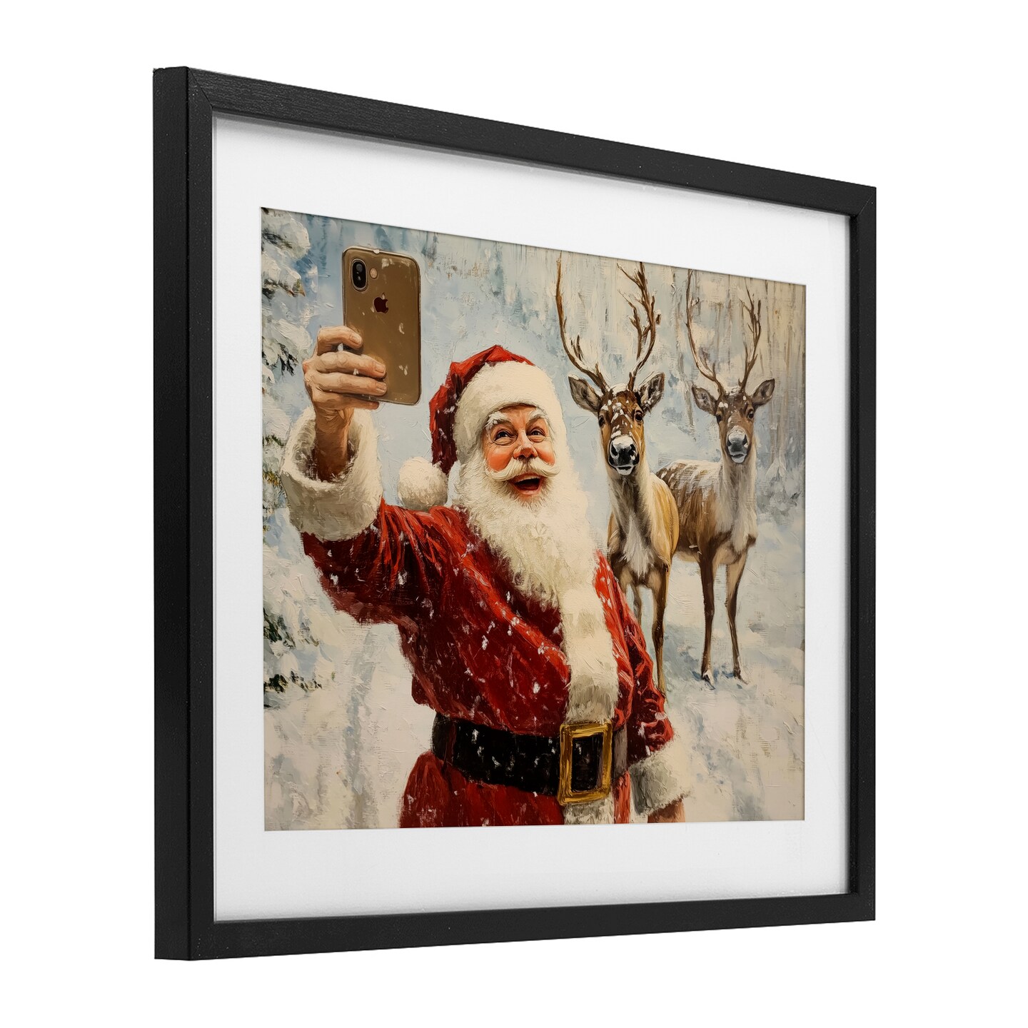 Stupell Industries Santa Selfie with Reindeer Framed Print Under Glass, design by Arlington Prints