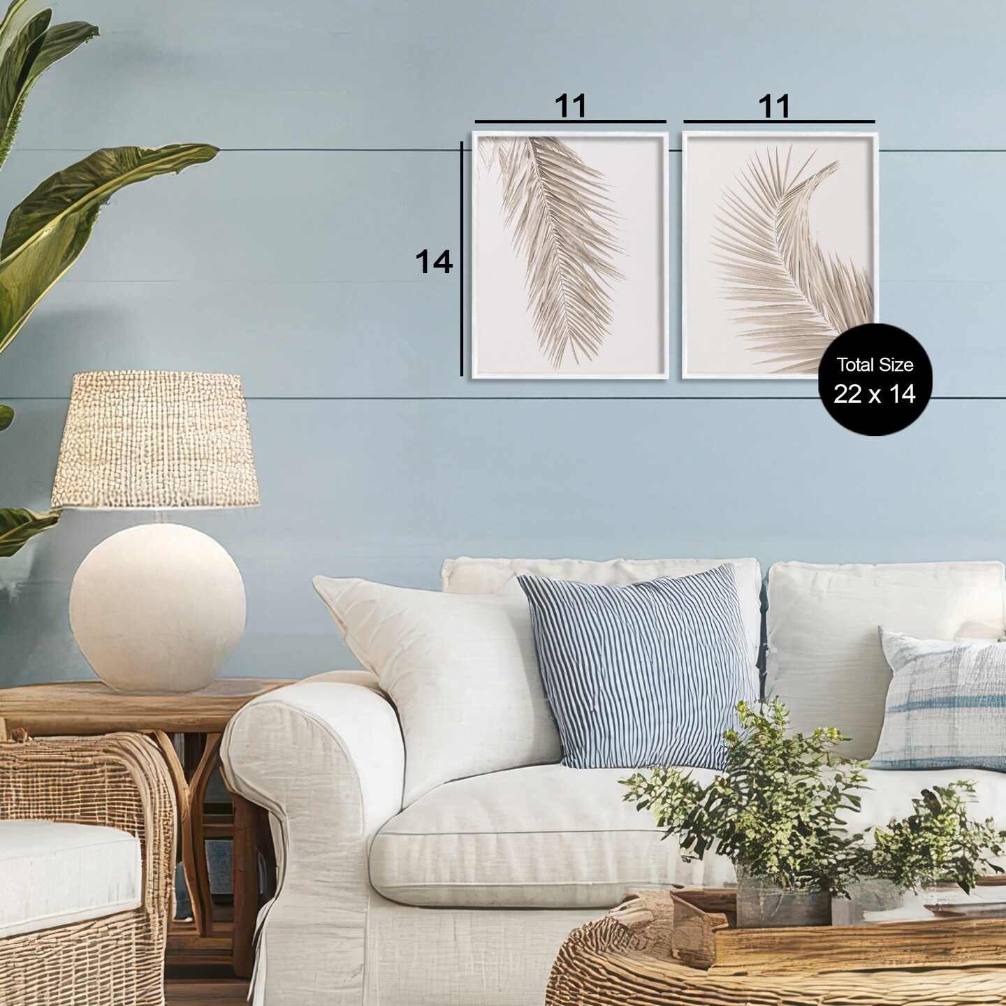 Stupell Industries Muted Neutral Brown Palms 2pc Framed Giclee Set, design by Sisi and Seb