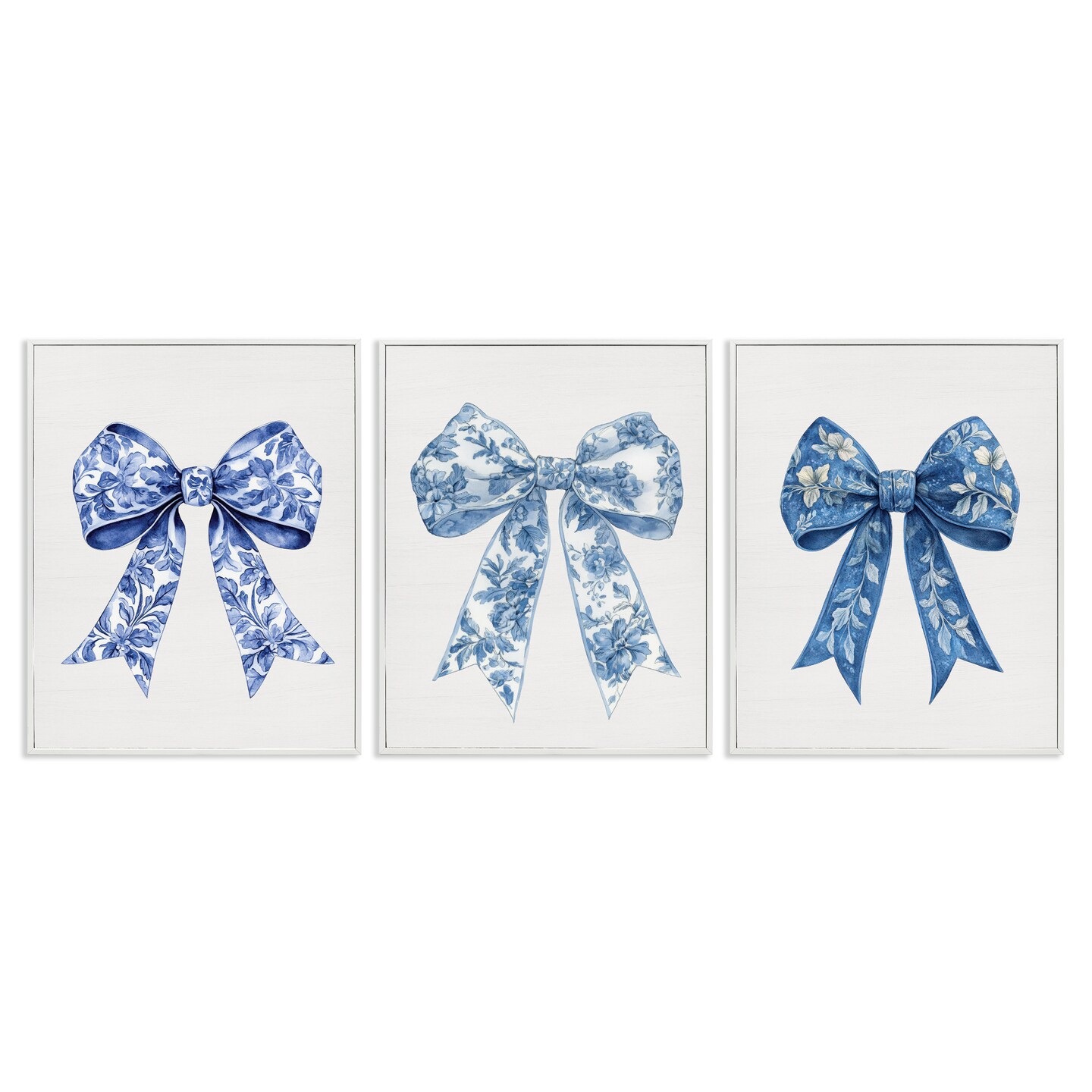 Stupell Industries Vintage Toile Pattern Bows 3pc Framed Giclee Set, design by Lettered and Lined