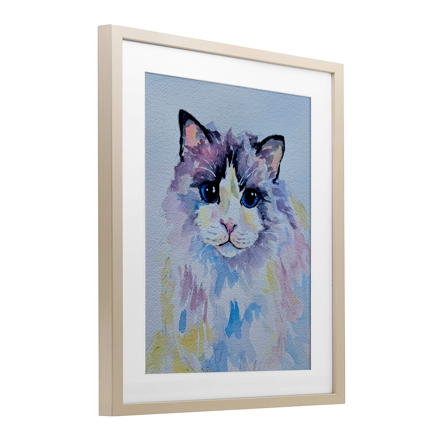 Stupell Industries Pastel Cat with Blue Eyes Framed Print Under Glass, design by Tatiana Roberts
