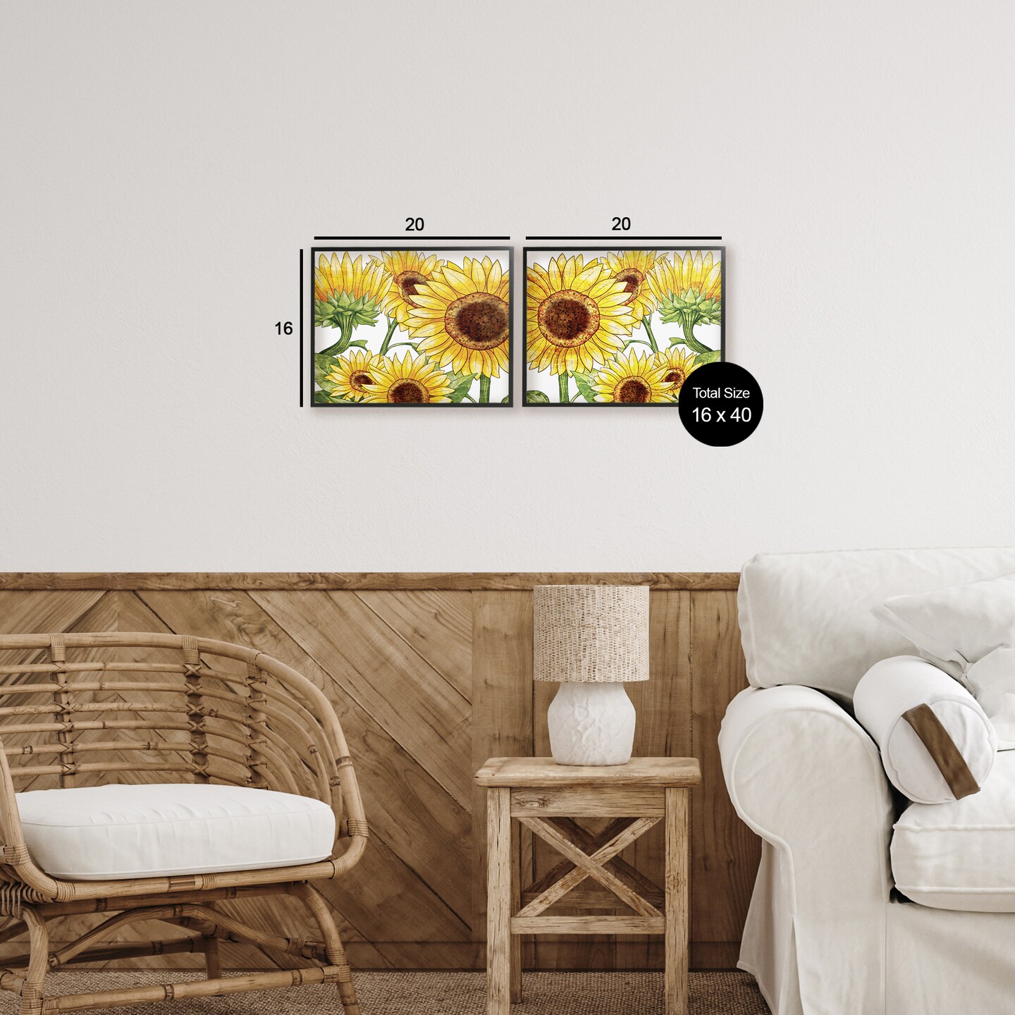Stupell Industries Warm Blossoms Yellow Sunflowers 2pc Framed Giclee Set, design by Kim Allen