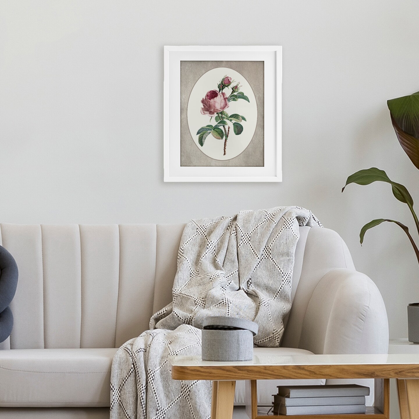 Stupell Industries Vintage Rose within Oval Framed Print Under Glass, design by Lettered and Lined