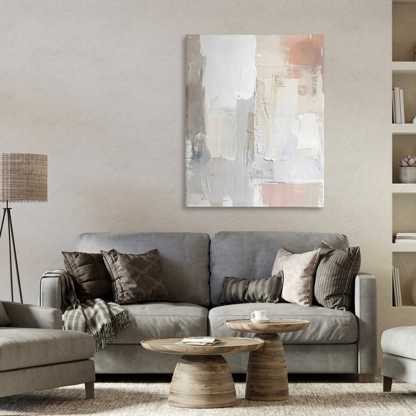 Stupell Industries Blue & Neutral Abstraction Canvas, design by Riley B